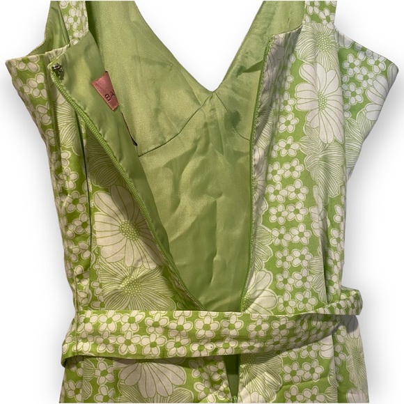 NWOT Bandolino Green White Drop Waist Retro Summer Dress With Daisy Print Size 8 - Picture 9 of 13